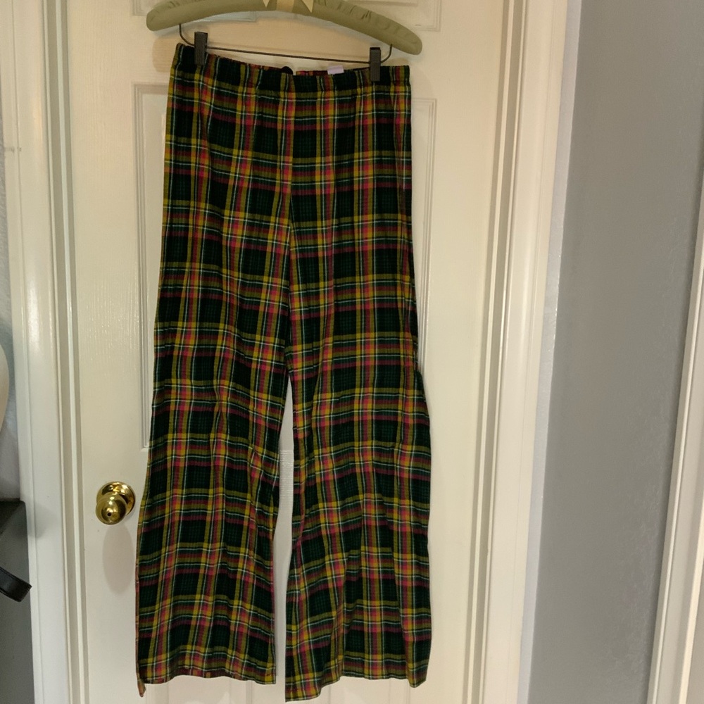 Savage Fenty By Rihanna Sleepwear Tied Up Tartan Open Back Pants Plaid M NWT